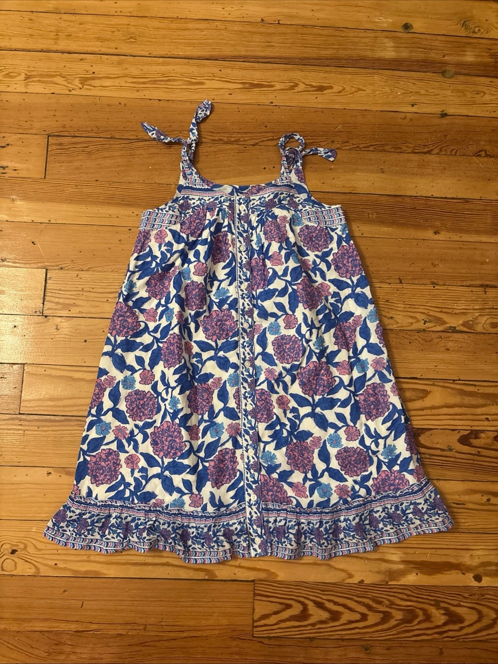 Vineyard Vines Girls Hydrangea Block Print Dress Sz Medium